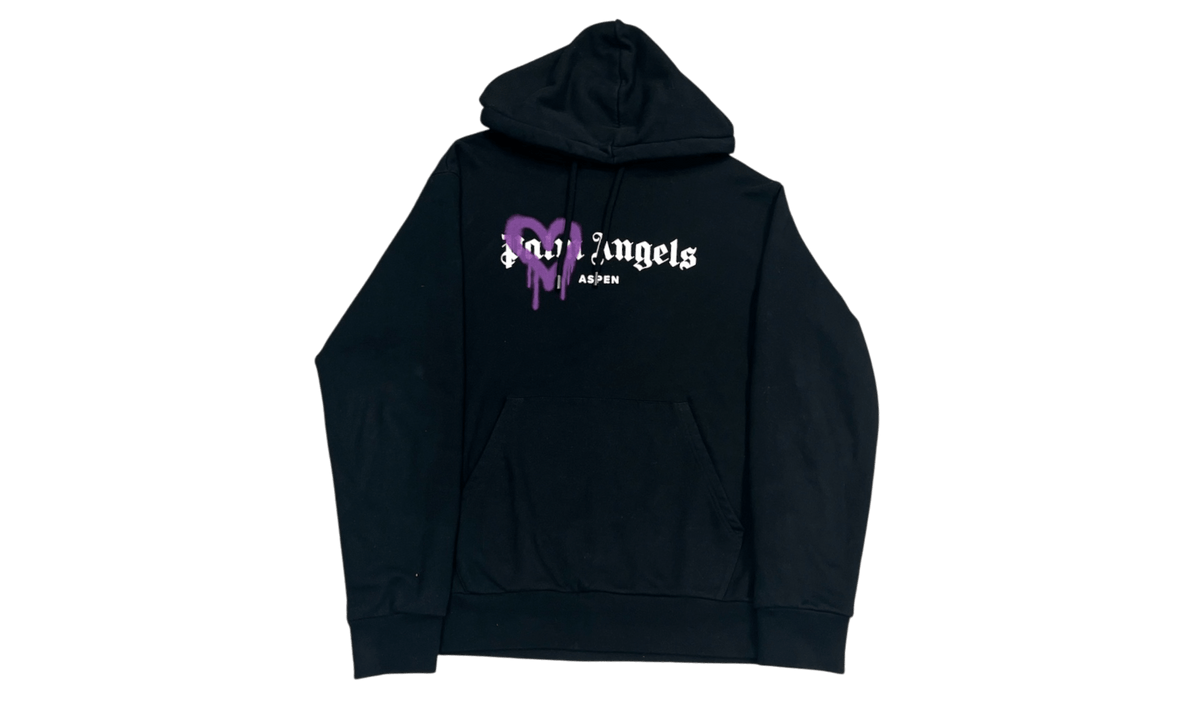 Palm Angels Aspen Sprayed Logo Black Hoodie (PreOwned)
