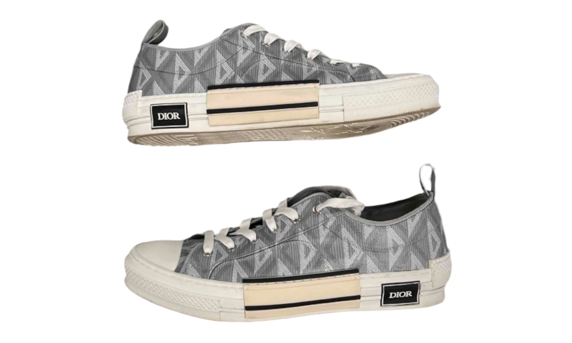 Dior B23 Low Top Gray CD Diamond Sneakers (PreOwned)