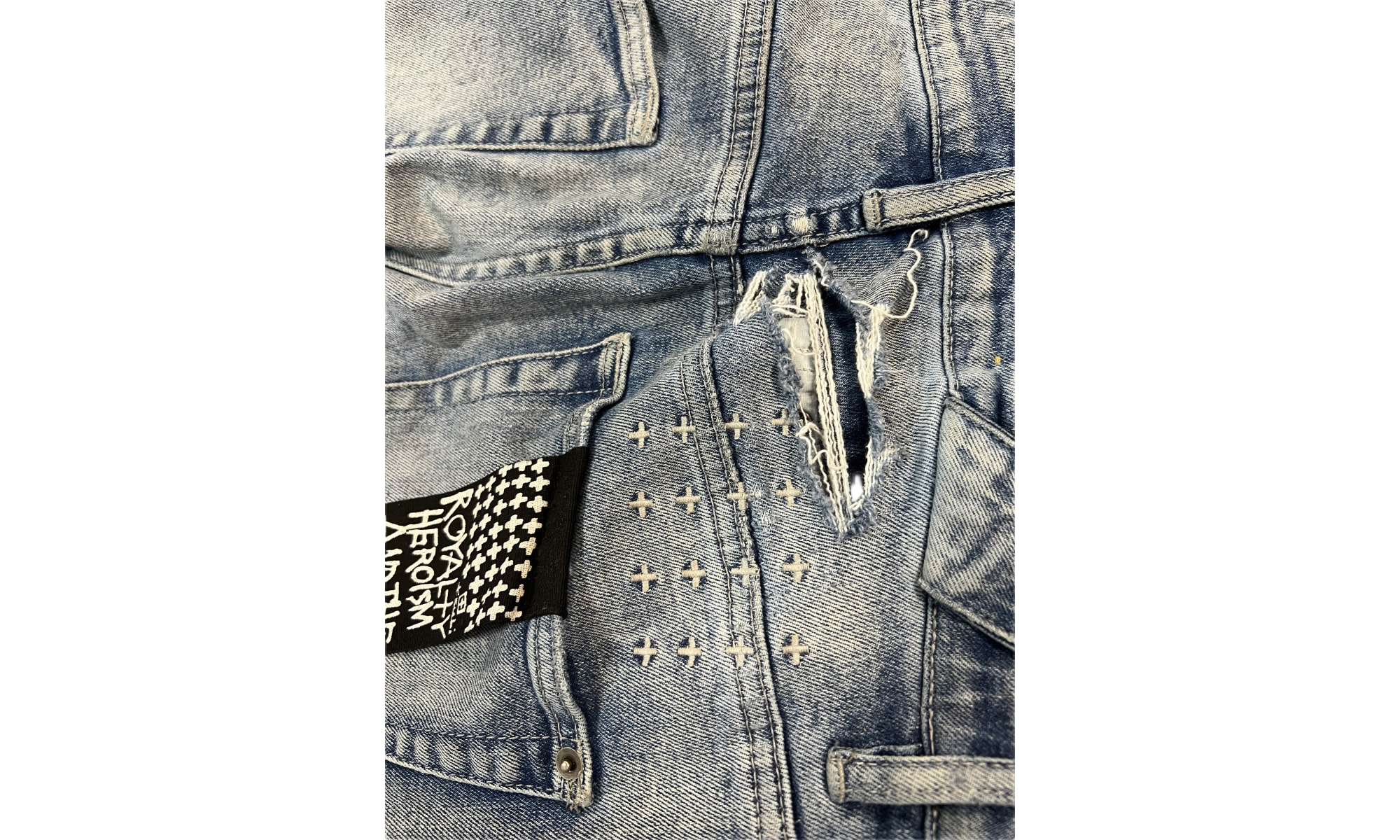 Ksubi Distressed Light Wash Blue Denim (PreOwned) (Flawed)