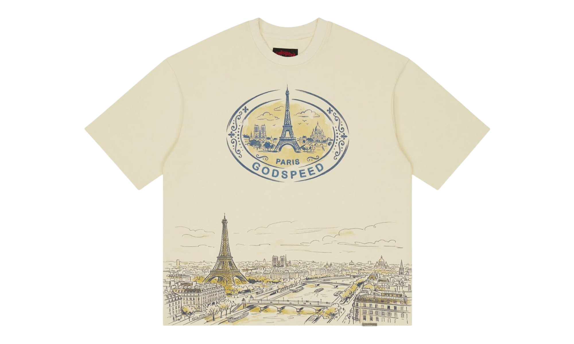 Godspeed Paris Skyline Bone T-Shirt