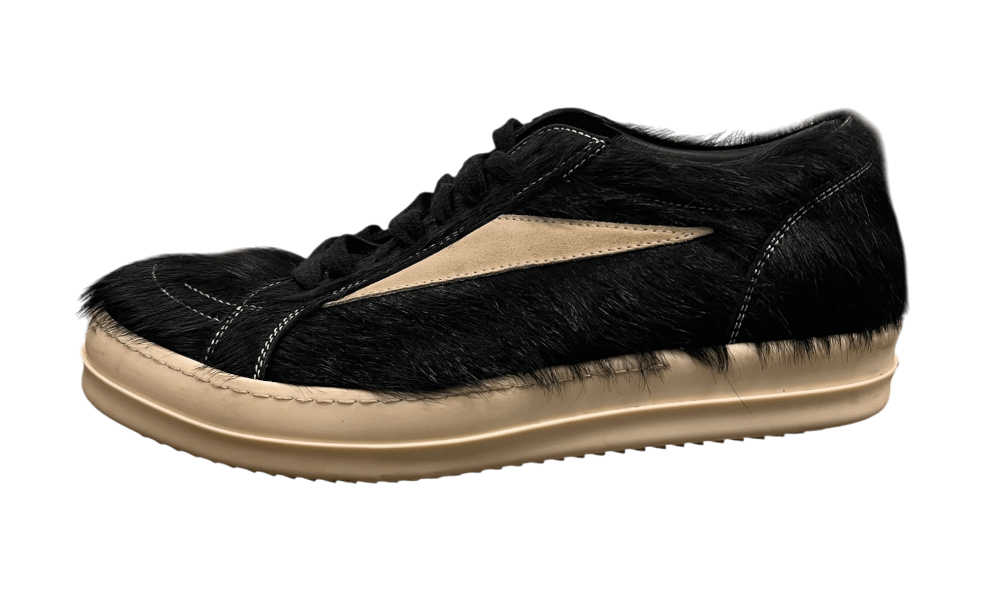 Rick Owens Vintage Low Pony Hair Black/Milk Sneakers (PreOwned)