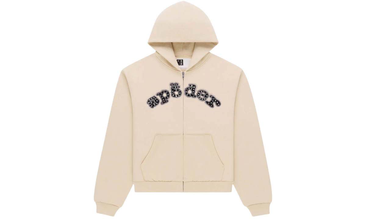 Sp5der Mixed Stone OG V2 Zip Hoodie Cream