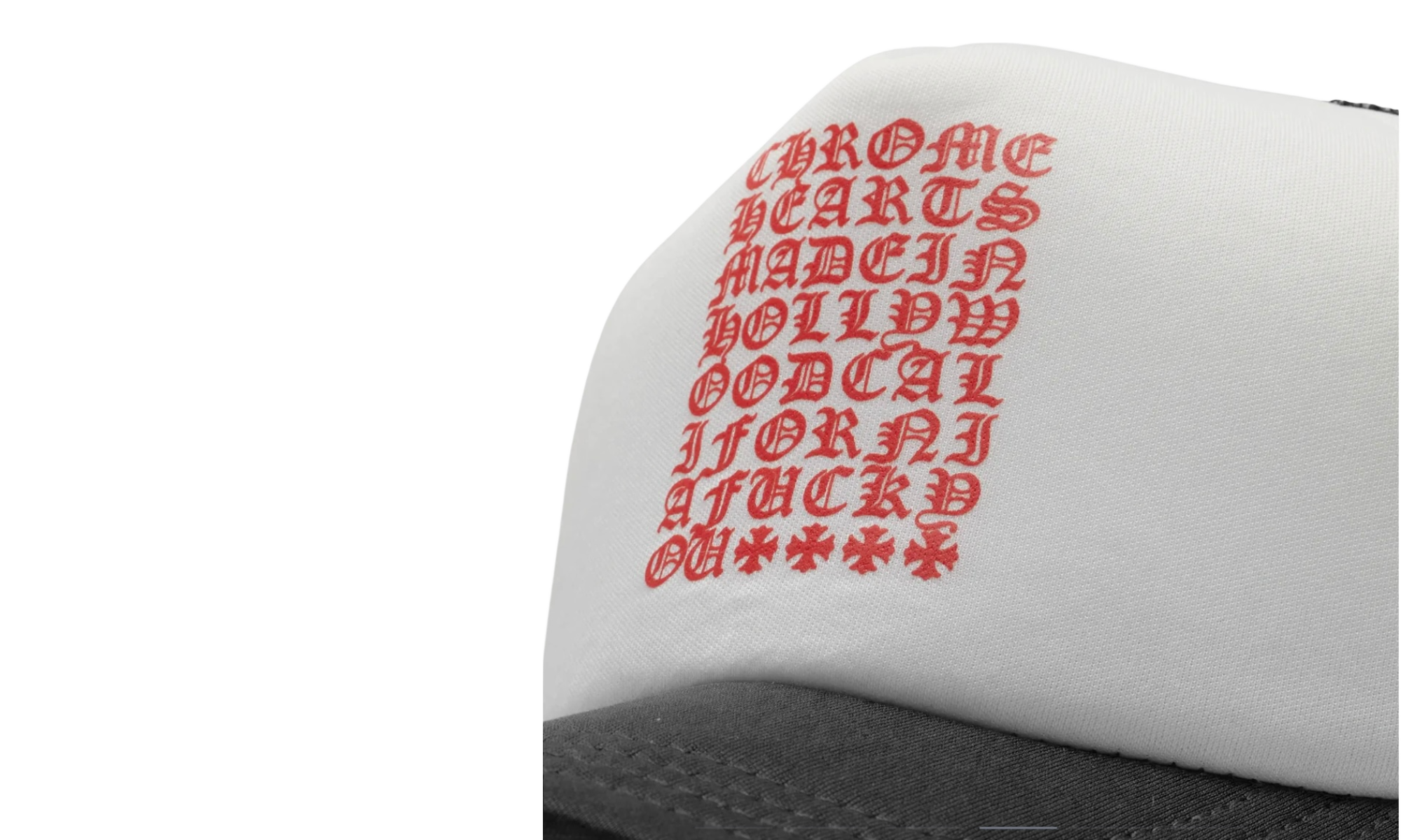 Chrome Hearts Red Letters Script Trucker Hat