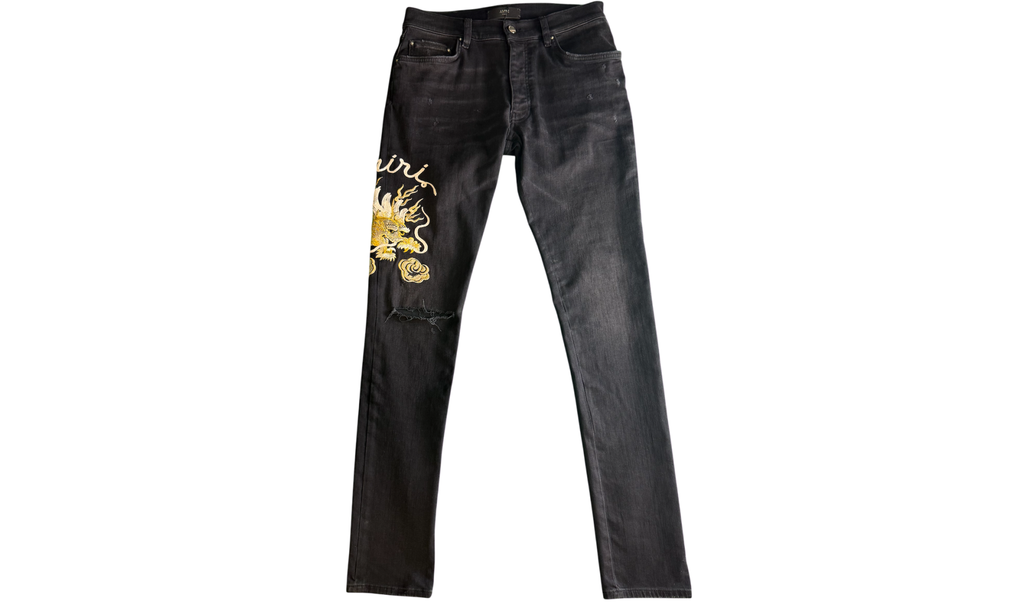 Amiri dragon-emboidered Black Jeans (PreOwned)