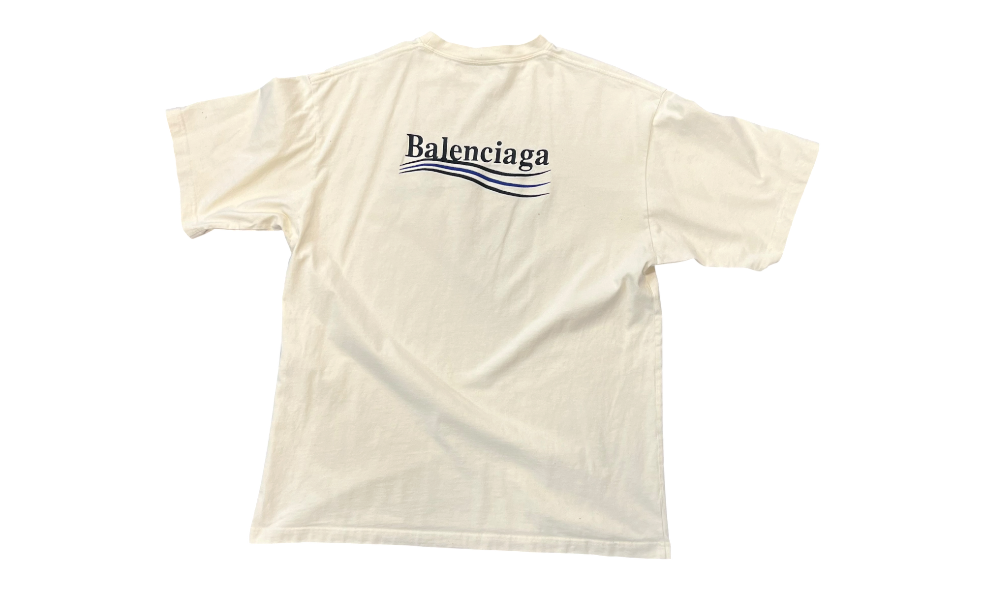 Balenciaga Political Campaign Logo Beige Tee ( Preowned )
