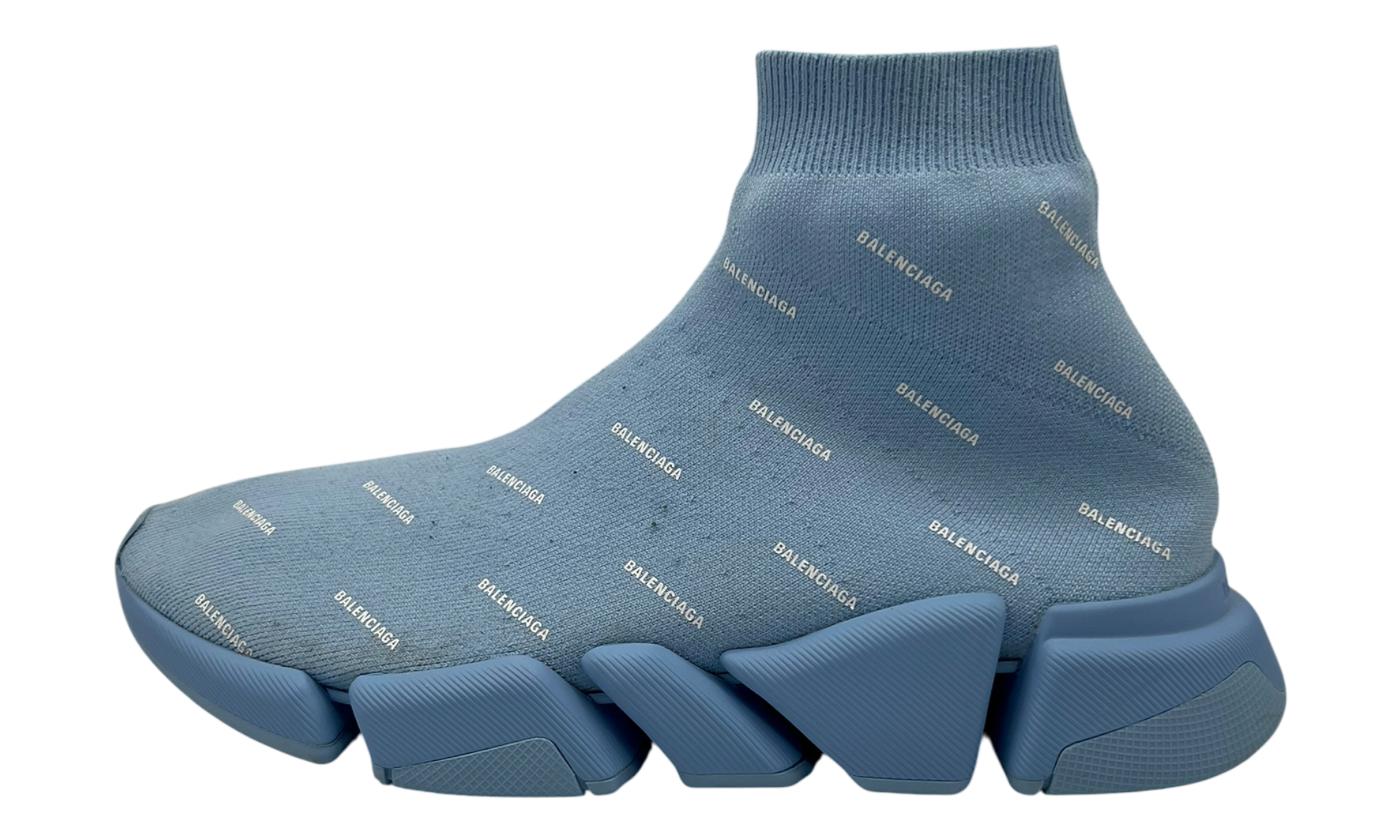 Balenciaga Speed Trainer 2.0 All Over Logo Soft Blue (PreOwned) (No Box)