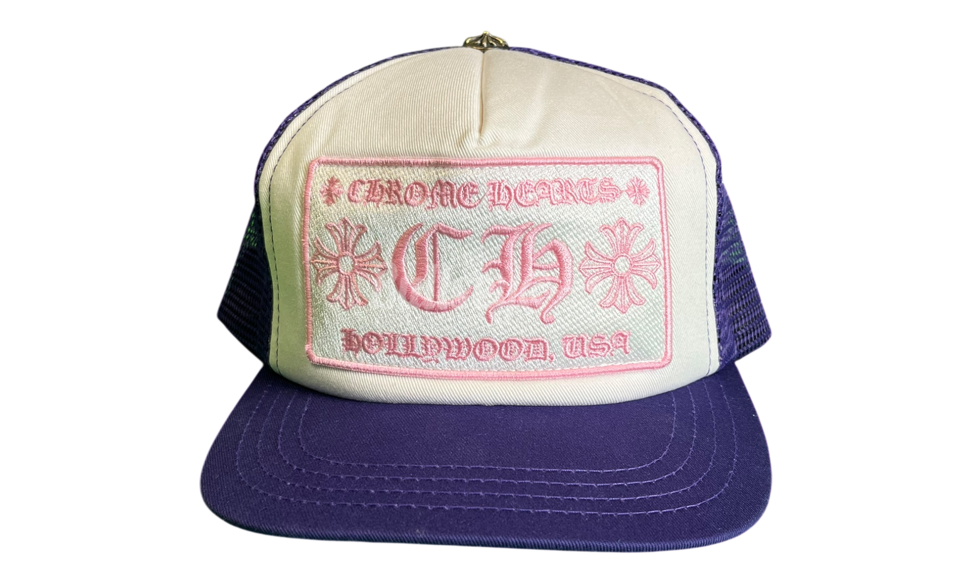 Chrome Hearts CH Hollywood Trucker Hat Purple/White/Pink (PreOwned)