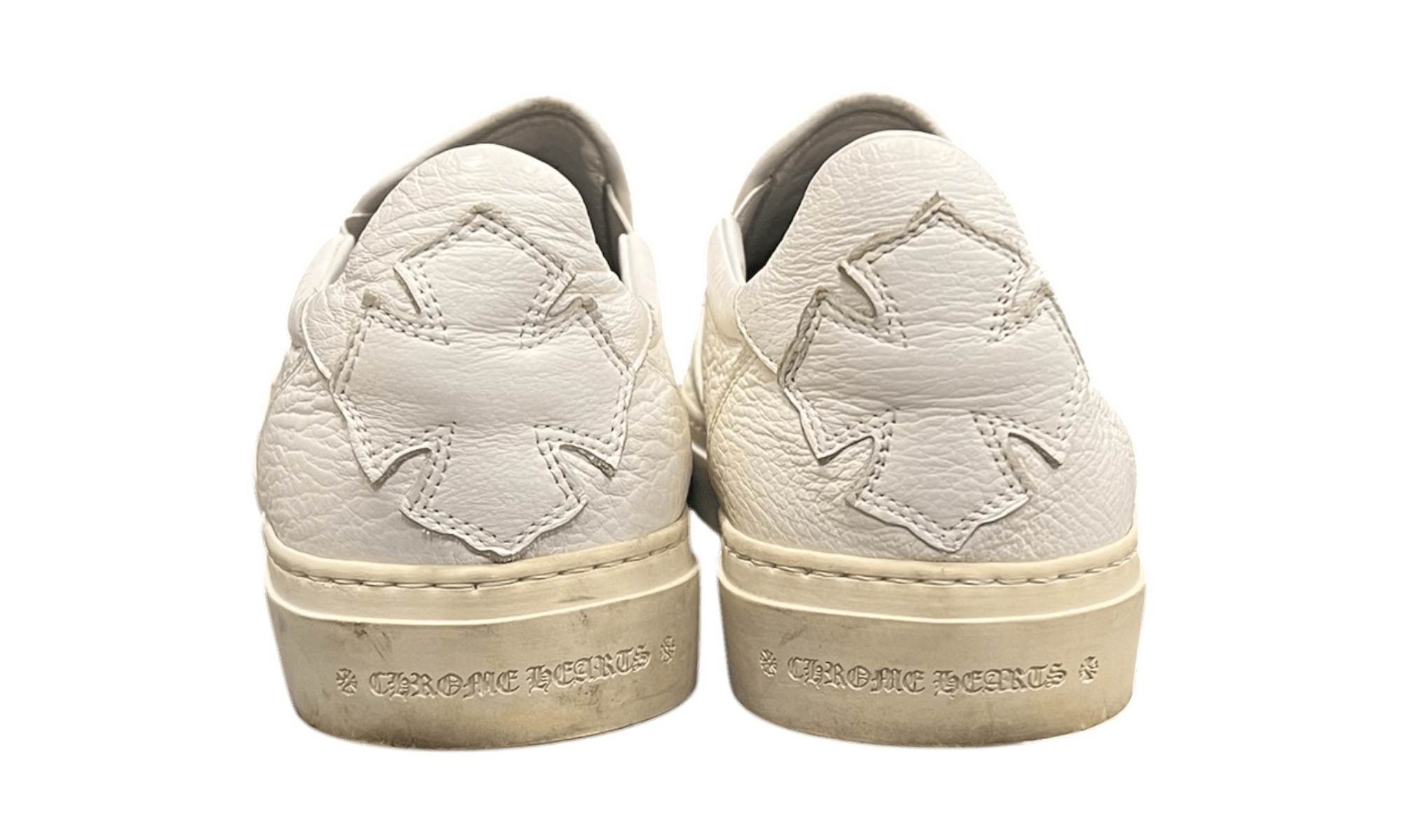 Chrome Hearts Slip-On White Calf Leather Dagger Sneaker (PreOwned) (Rep Box)