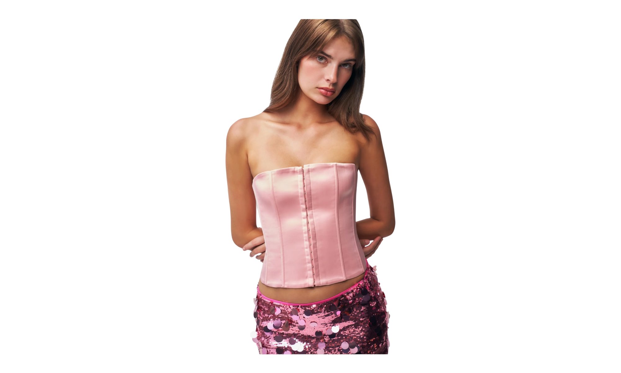 Guizio Satin Corset Light Pink
