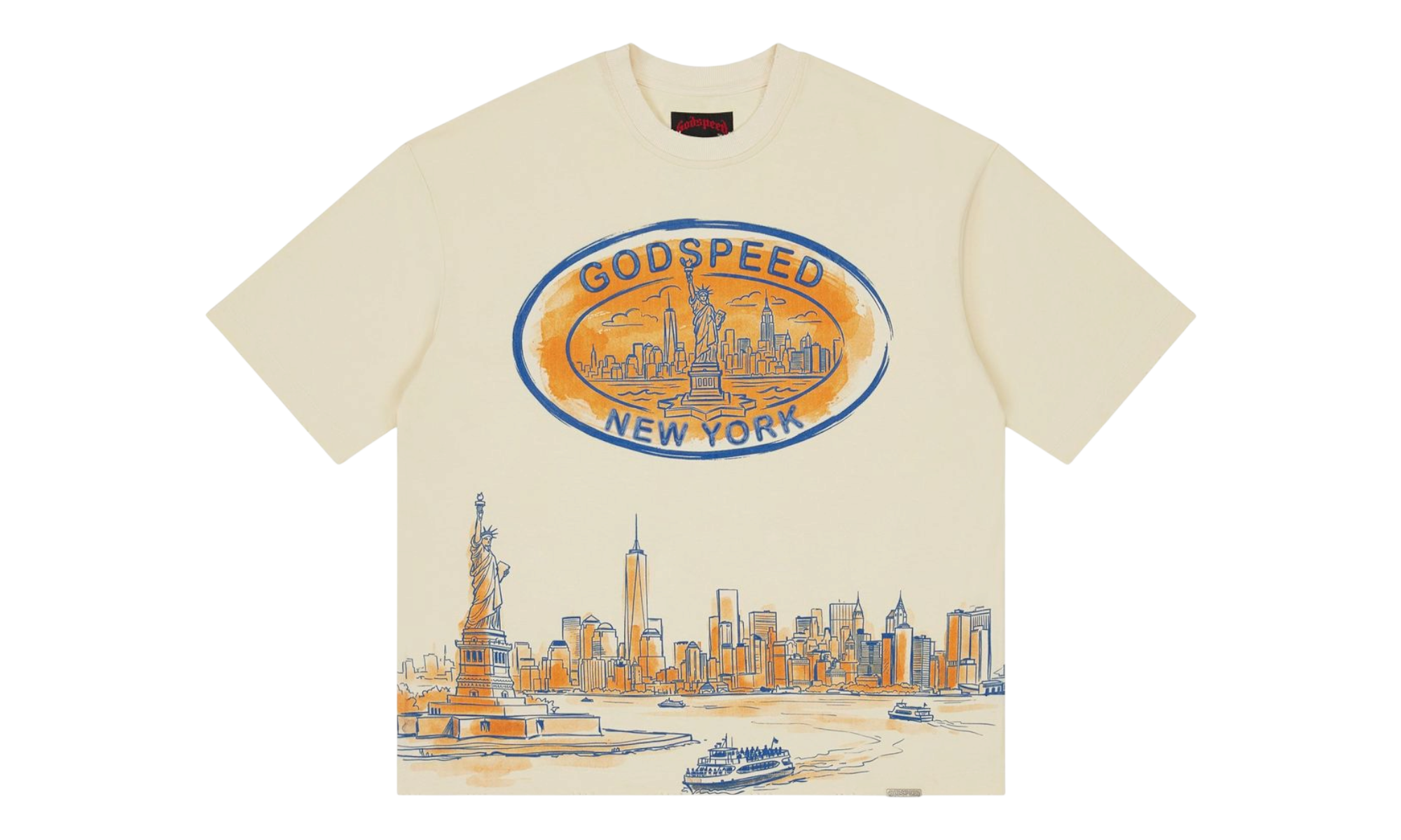 Godspeed New York Skyline Bone T-Shirt