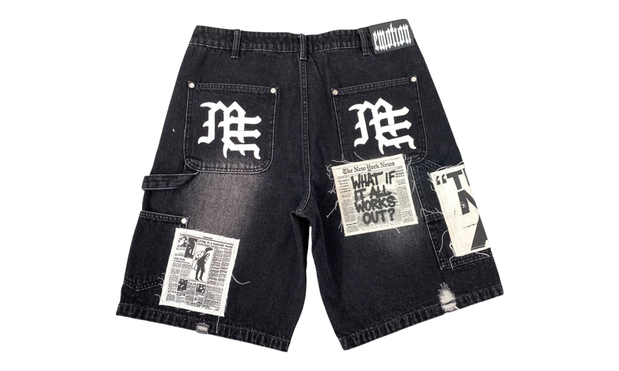 Mixed Emotions Black AI Denim shorts