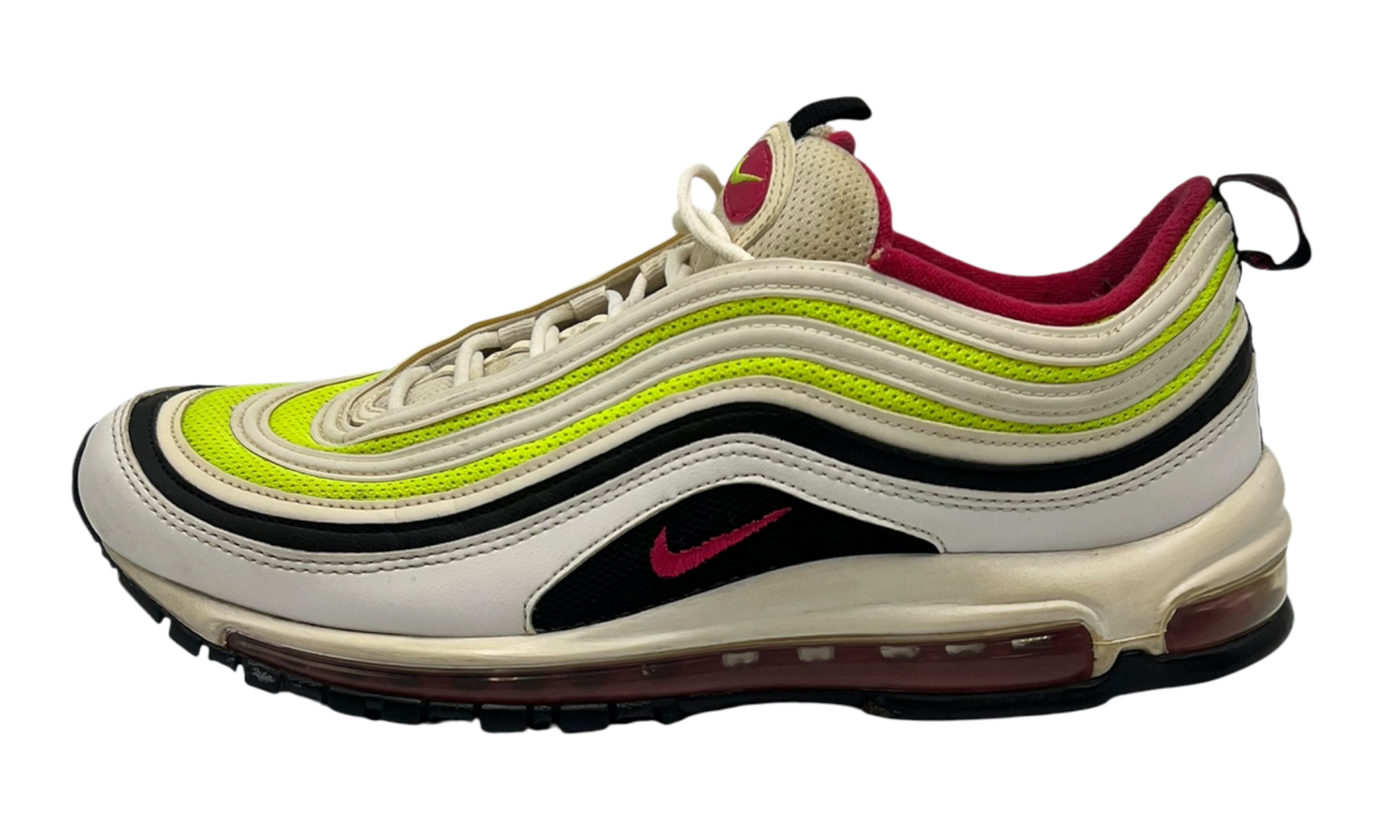 Nike Air Max 97 White Black Volt Rush Pink (PreOwned) (No Box)