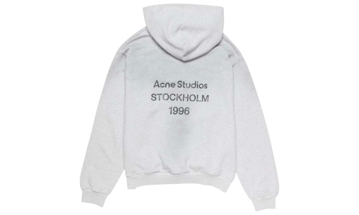 Acne Studios Fleece Logo Pale Grey Melange Hoodie