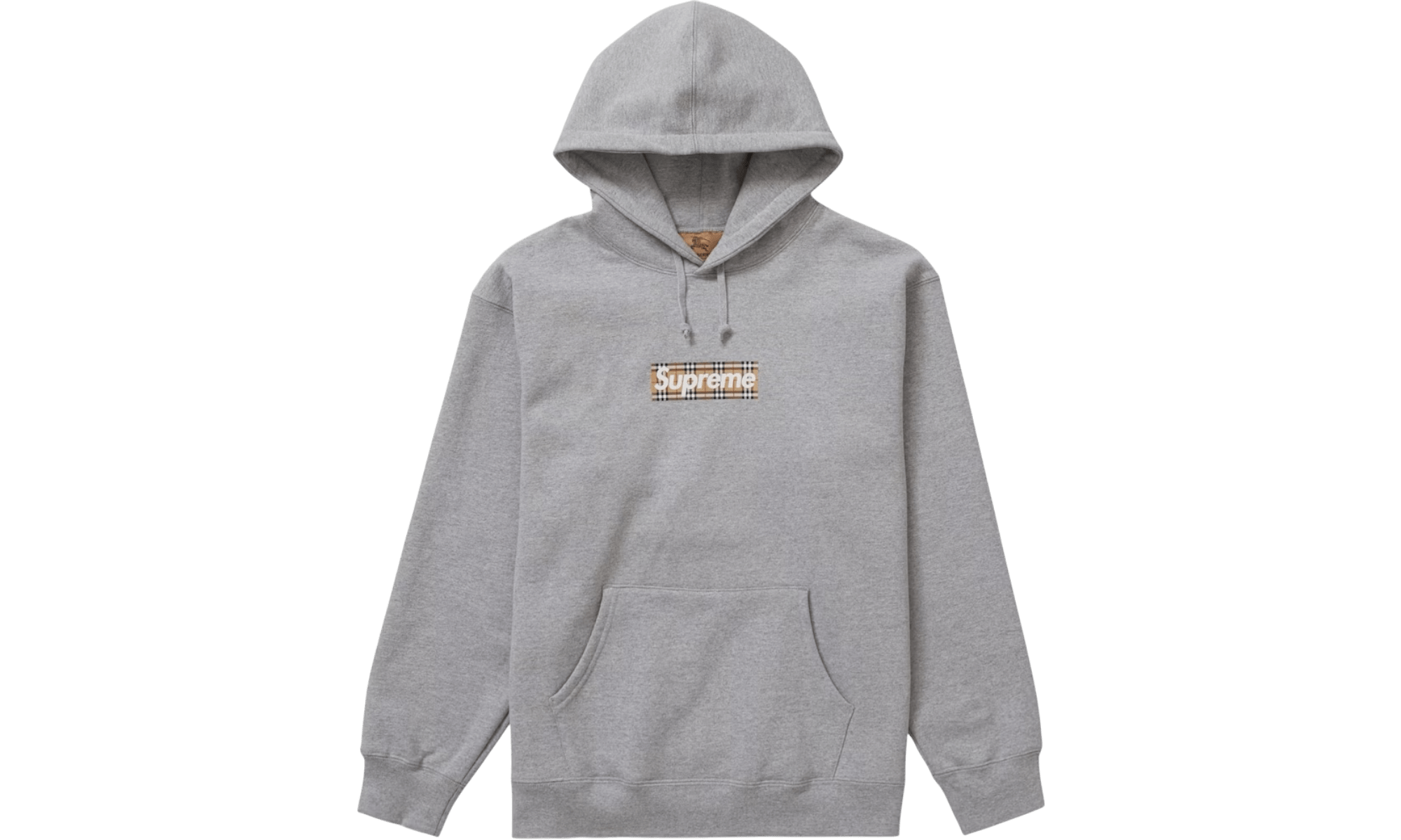 Supreme Burberry Box Logo Hooded Sweatshirt Heather Grey