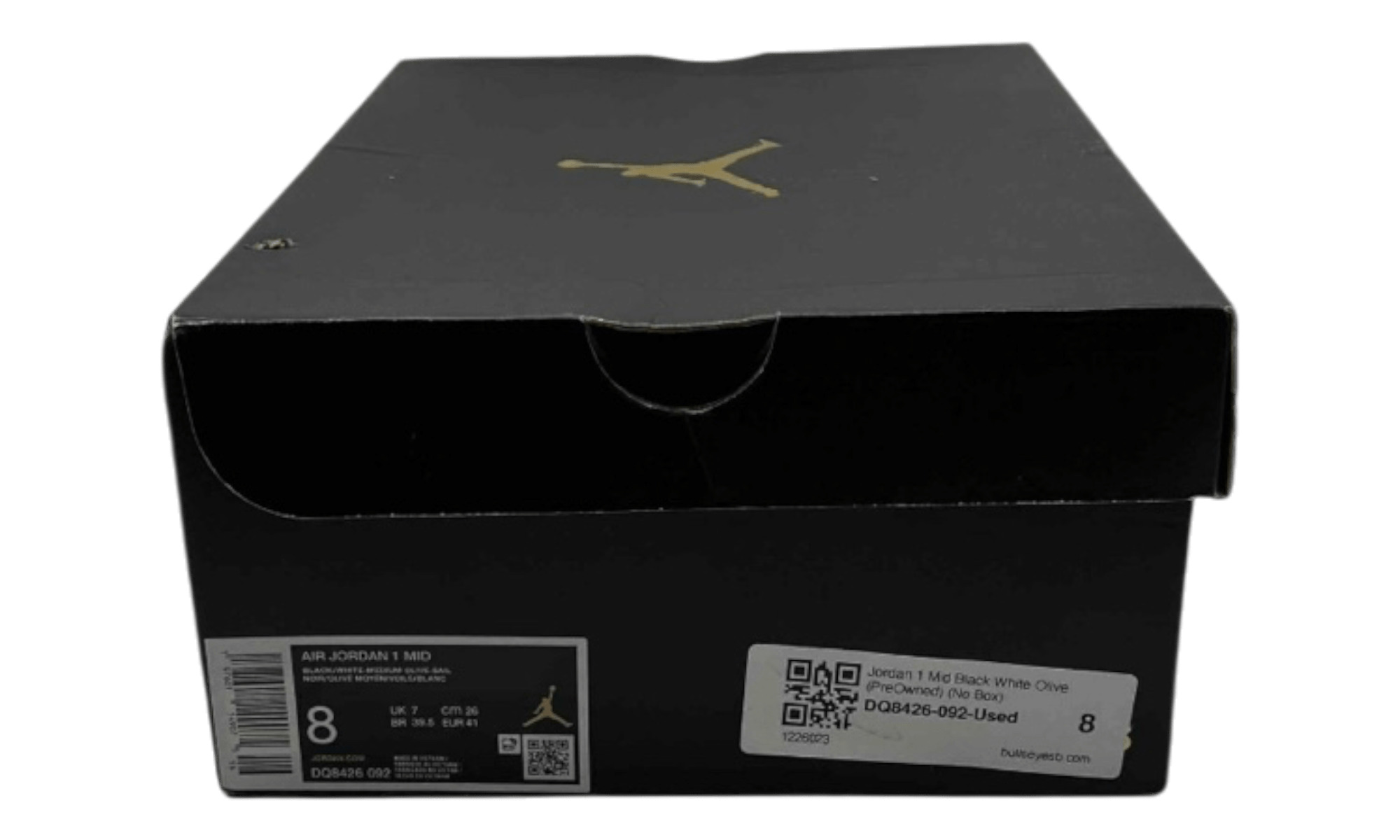 Jordan 1 Mid Black White Olive (PreOwned) (No Box)