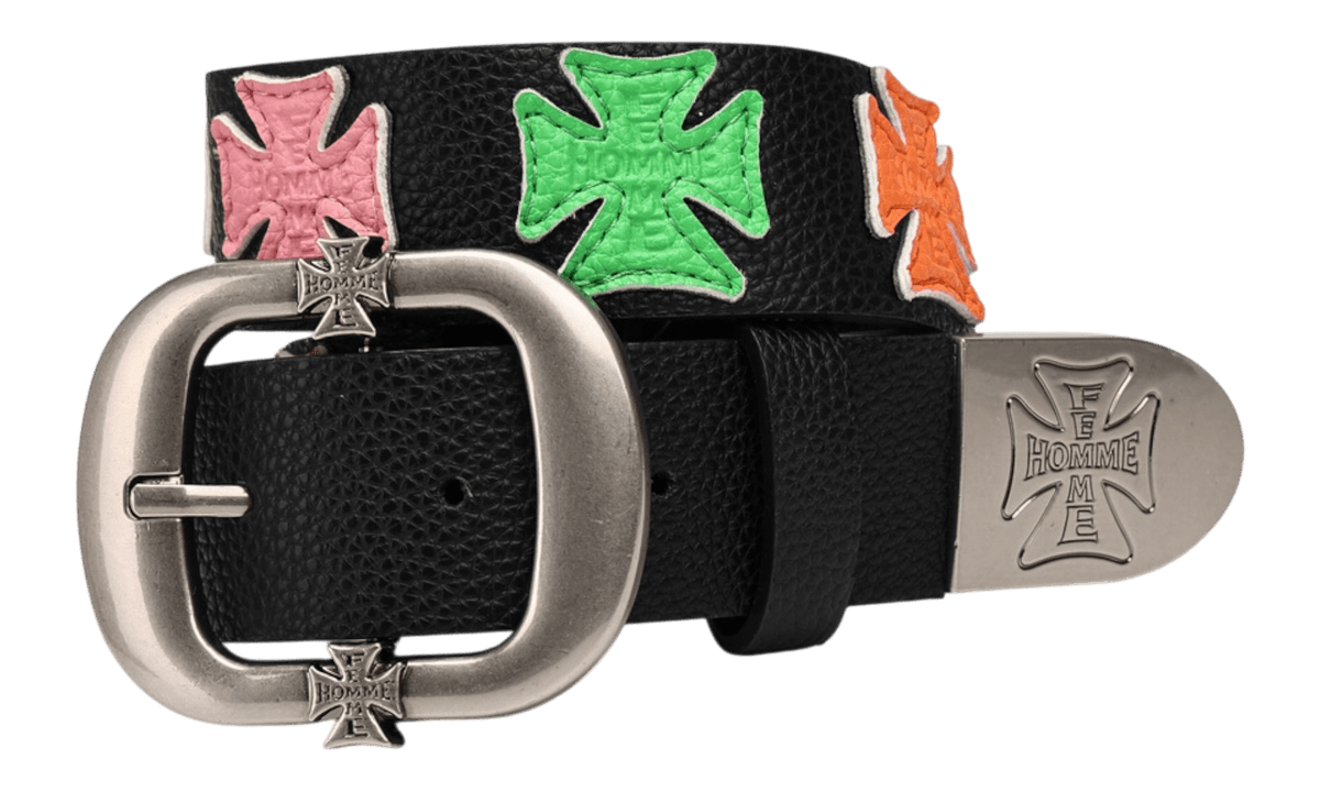 Homme + Femme Iron Crest Patch Black Belt & Multi Color