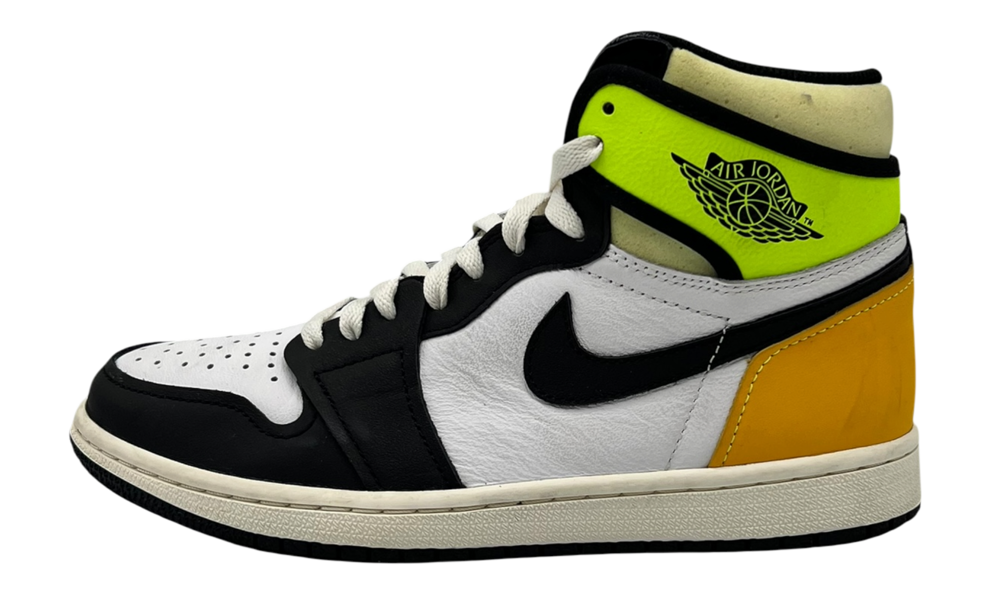 Jordan 1 Retro High White Black Volt University Gold (PreOwned) (No Box)
