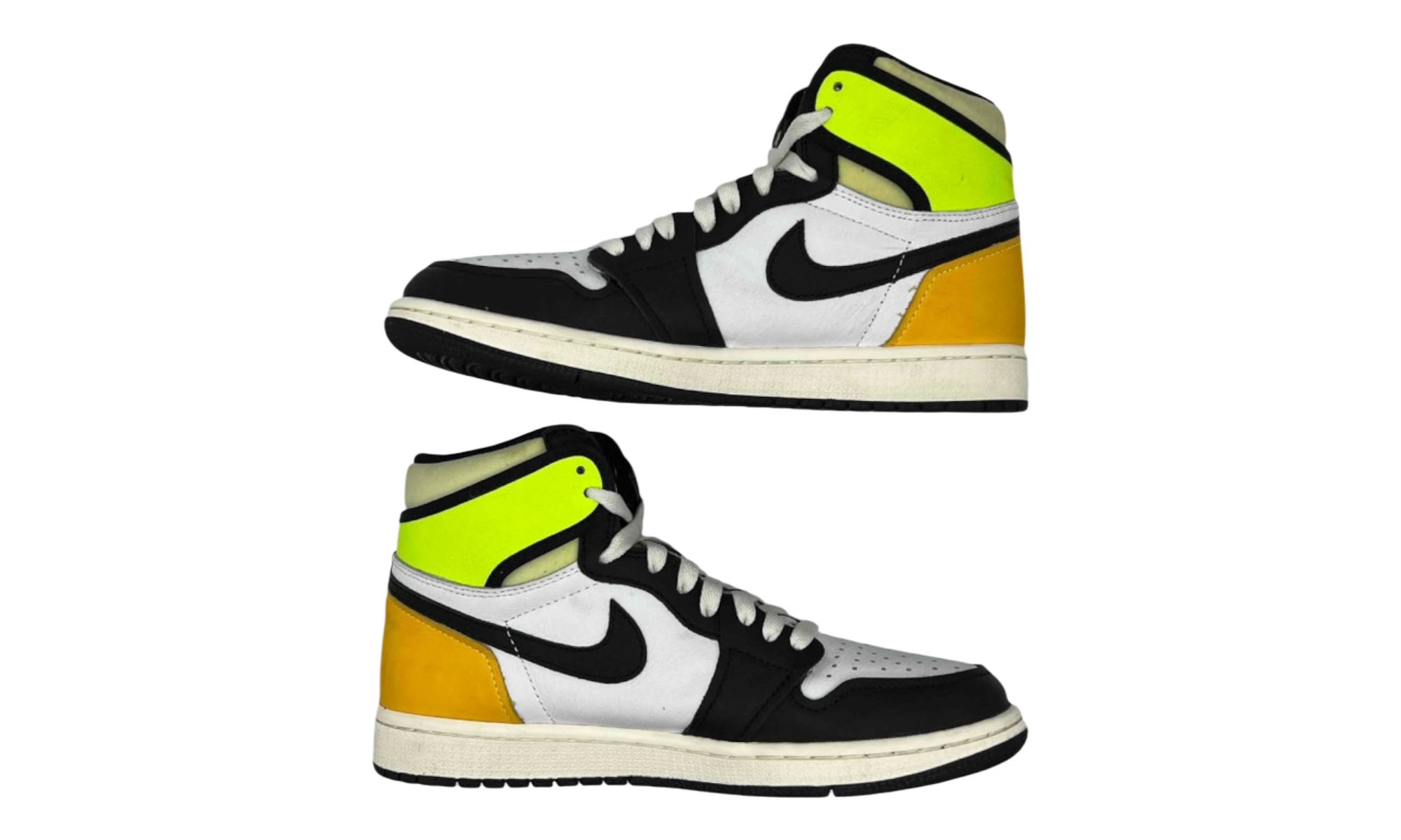 Jordan 1 Retro High White Black Volt University Gold (PreOwned) (No Box)