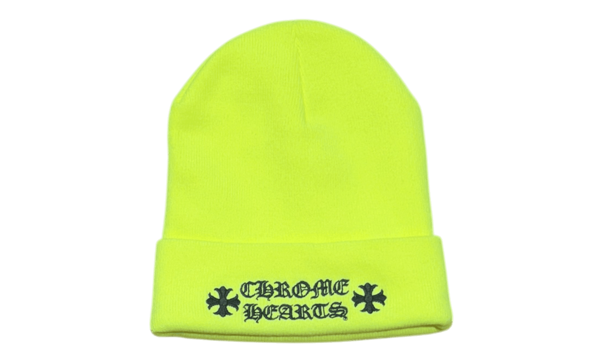Chrome Hearts Neon Yellow Script Logo Beanie