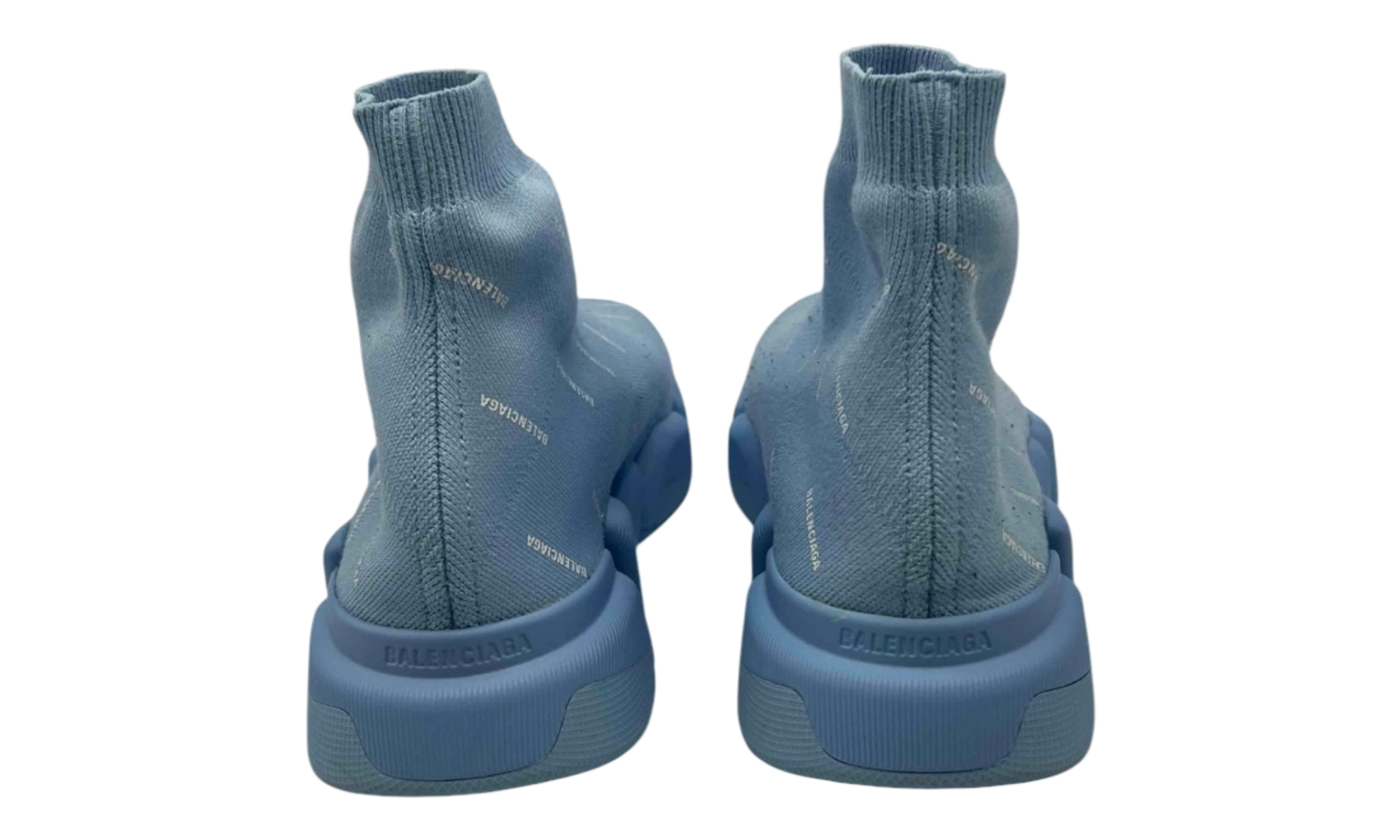 Balenciaga Speed Trainer 2.0 All Over Logo Soft Blue (PreOwned) (No Box)