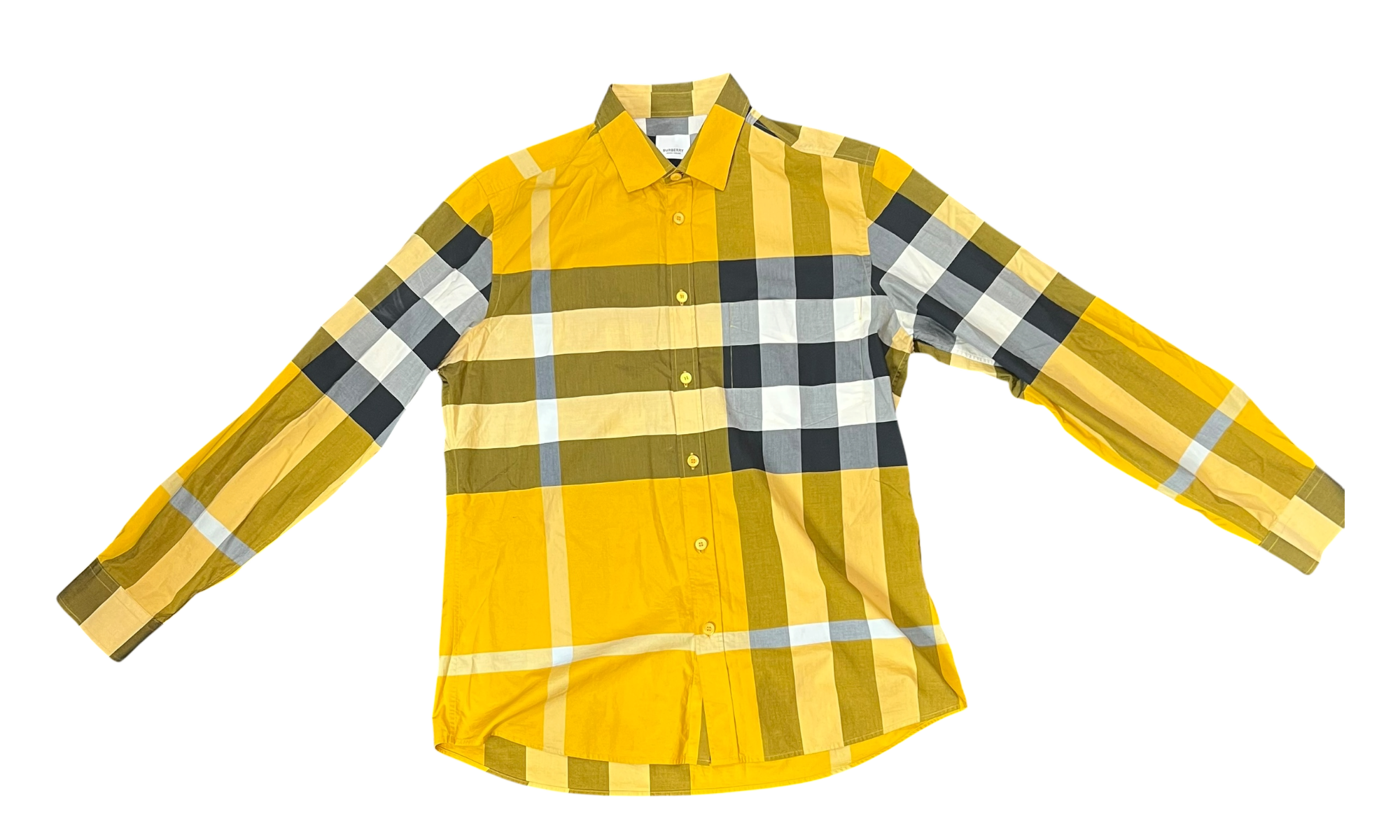 Burberry Yellow Check Stretch Poplin Shirt (PreOwned)