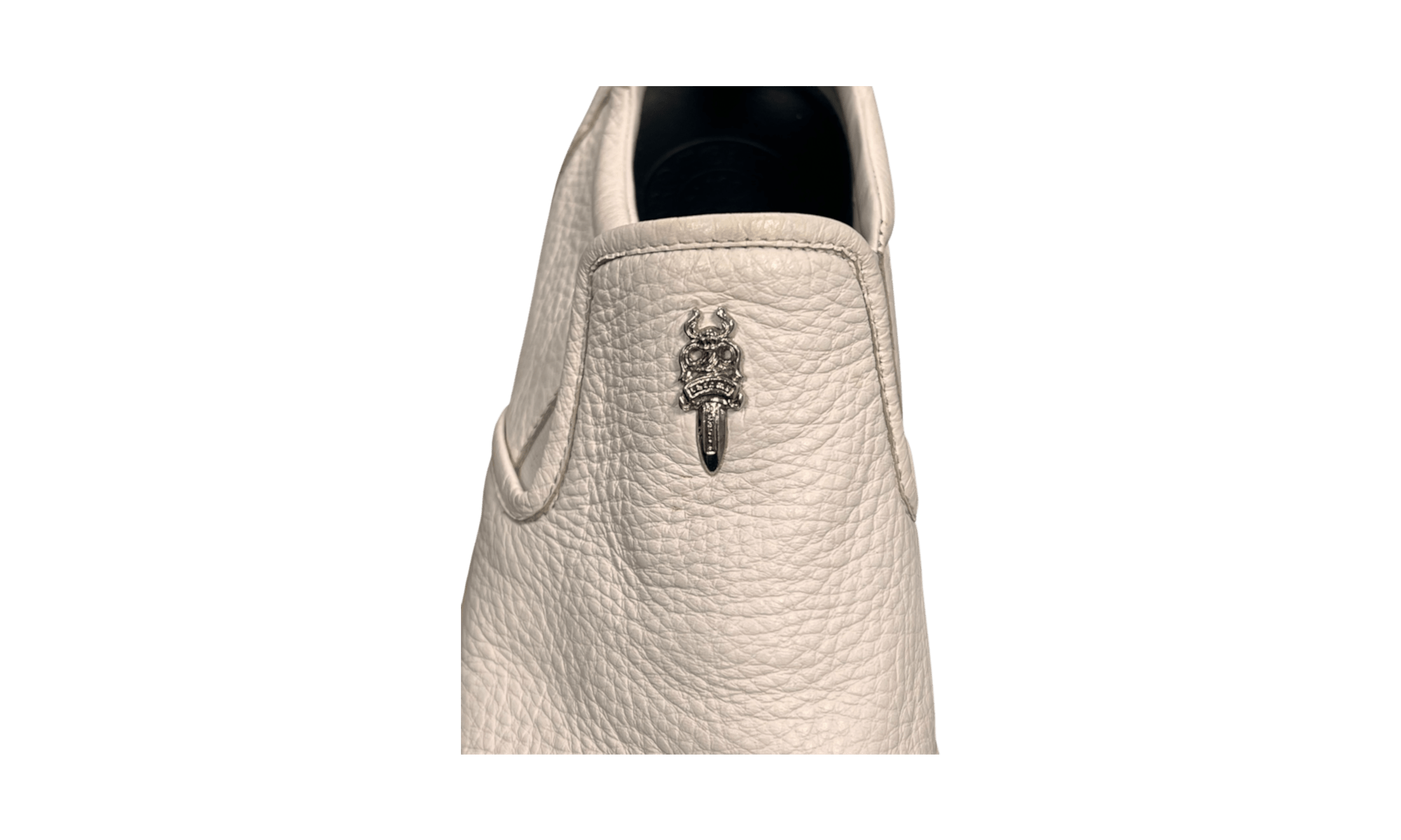 Chrome Hearts Slip-On White Calf Leather Dagger Sneaker (PreOwned) (Rep Box)