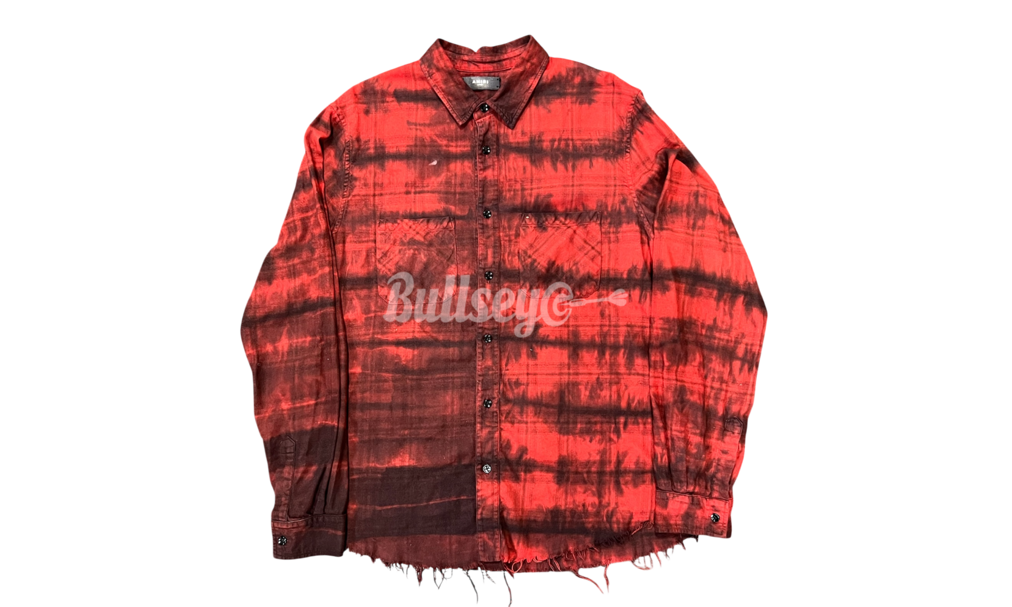 Amiri Tie Dye Red/Black Loose Fit Plaid Shirt (PreOwned)