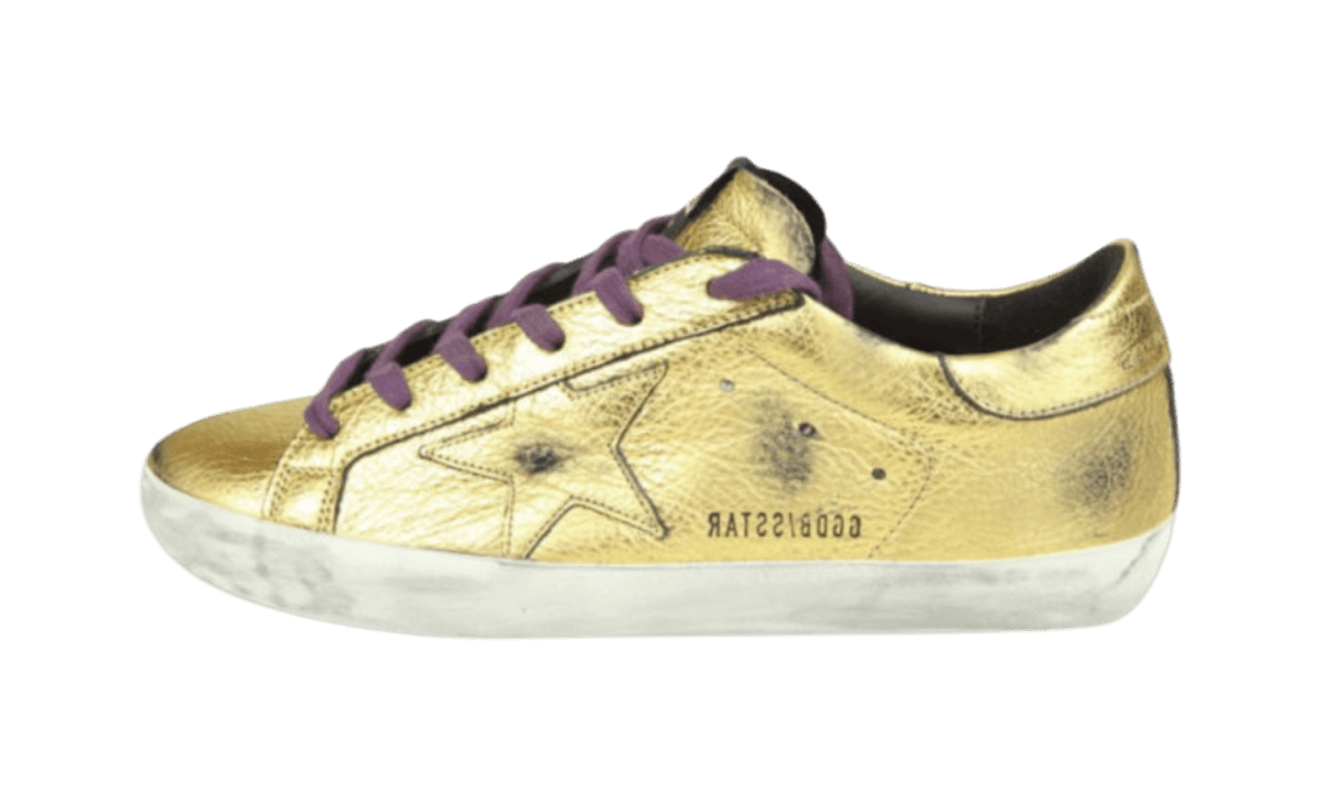 Golden Goose Metallic Gold Distressed Superstar Sneaker