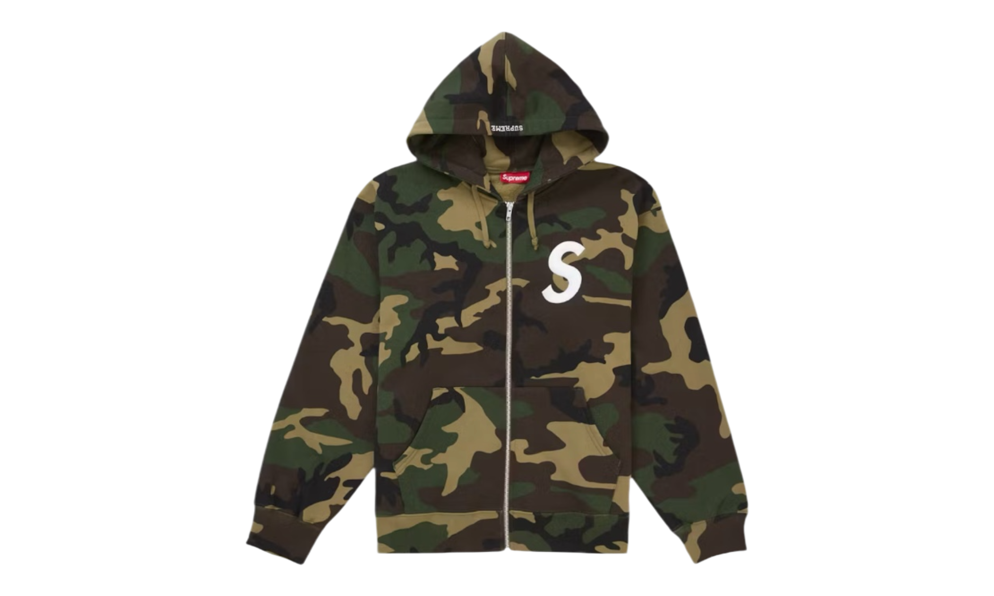 Supreme S Logo Zip Up Hooded Sweatshirt (FW25) Woodland Camo
