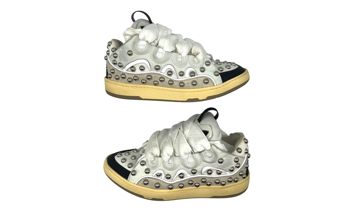 Lanvin Studded Leather Curb Sneaker White (PreOwned)