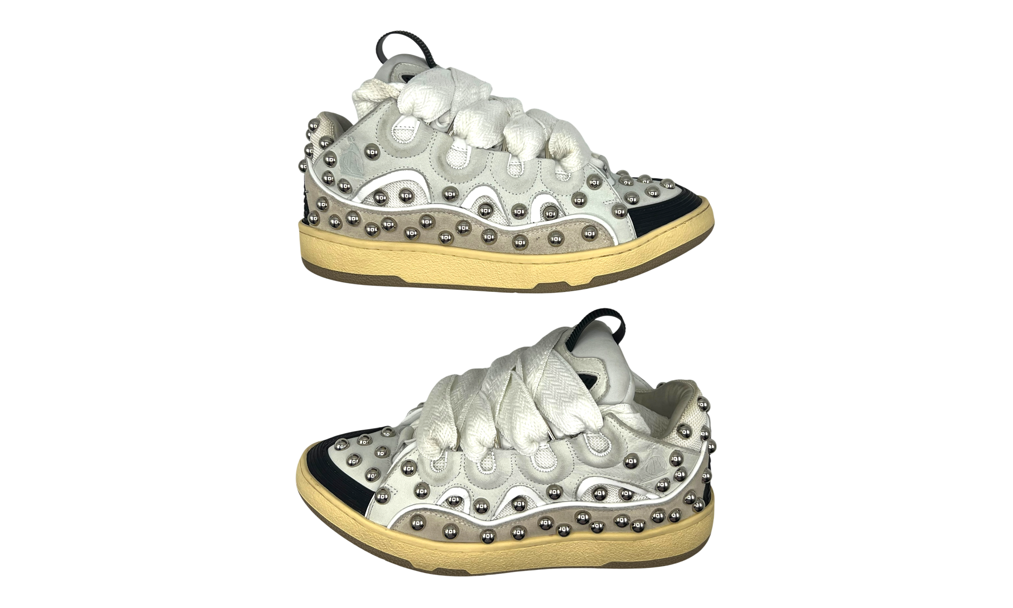 Lanvin Studded Leather Curb Sneaker White (PreOwned)