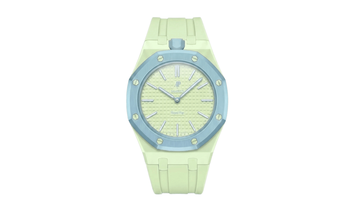 Swatch x Audemars Piguet AP Bioceramic Royal Pop Blaue Acht on Mint Rubber Strap & Mint Case