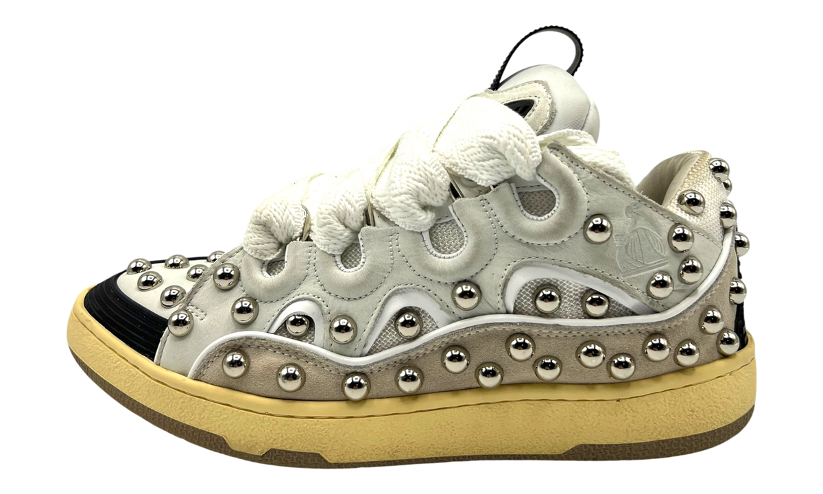 Lanvin Studded Leather Curb Sneaker White (PreOwned)