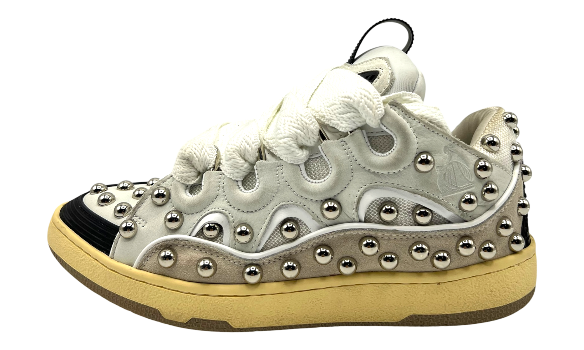 Lanvin Studded Leather Curb Sneaker White (PreOwned)