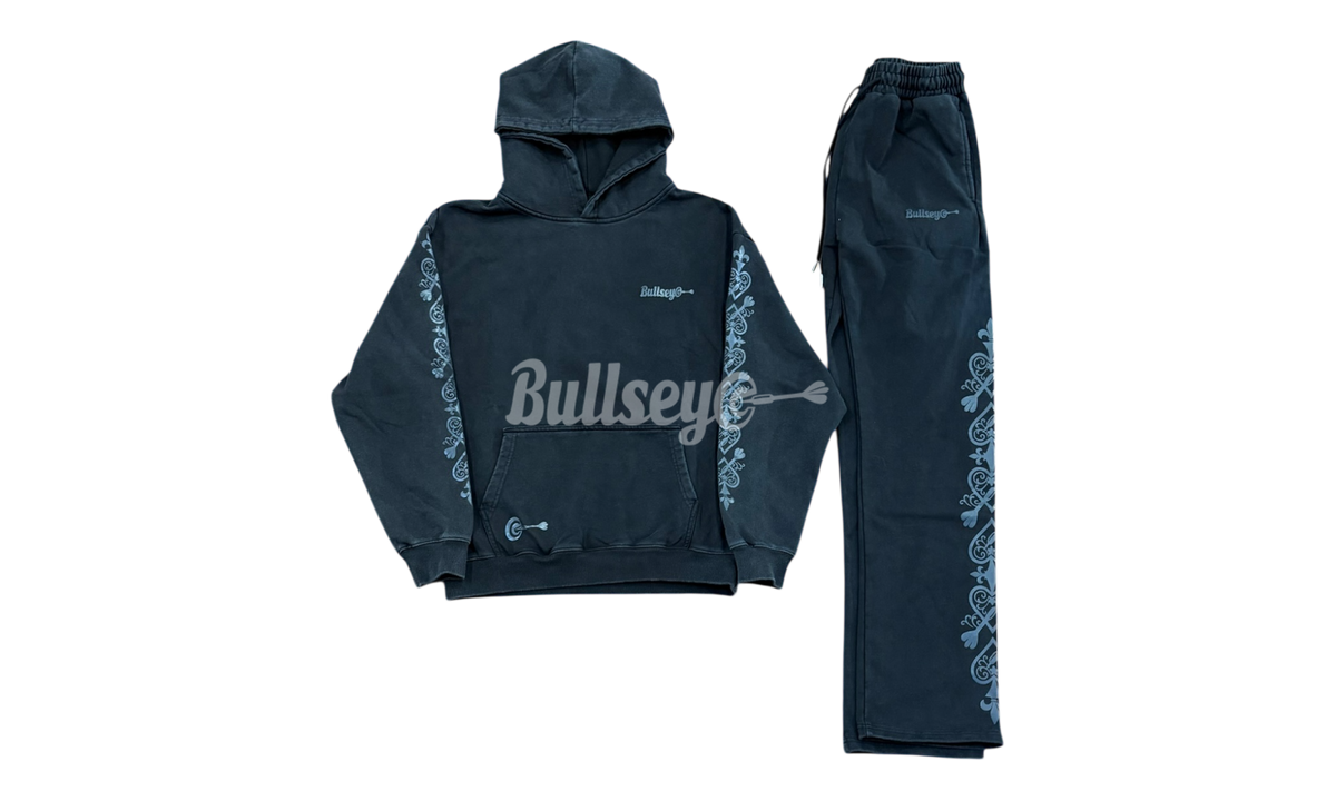 Bullseye Ace of Darts Washed Black Sweatsuit (Hoodie & Sweatpants)