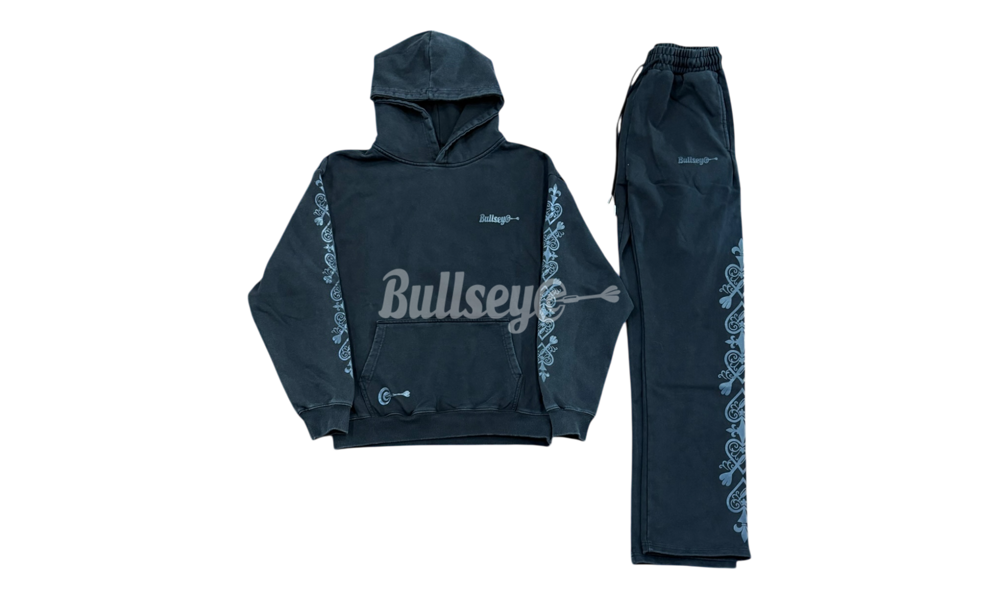 Bullseye Ace of Darts Washed Black Sweatsuit (Hoodie & Sweatpants)