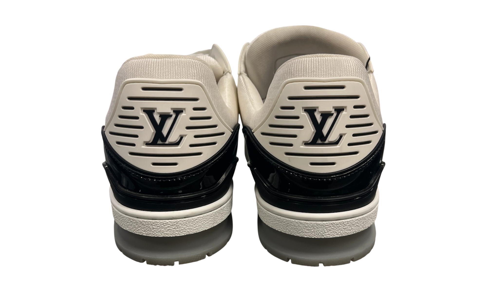 Louis Vuitton LV Trainer White Black Patent Leather (PreOwned) (No Box)