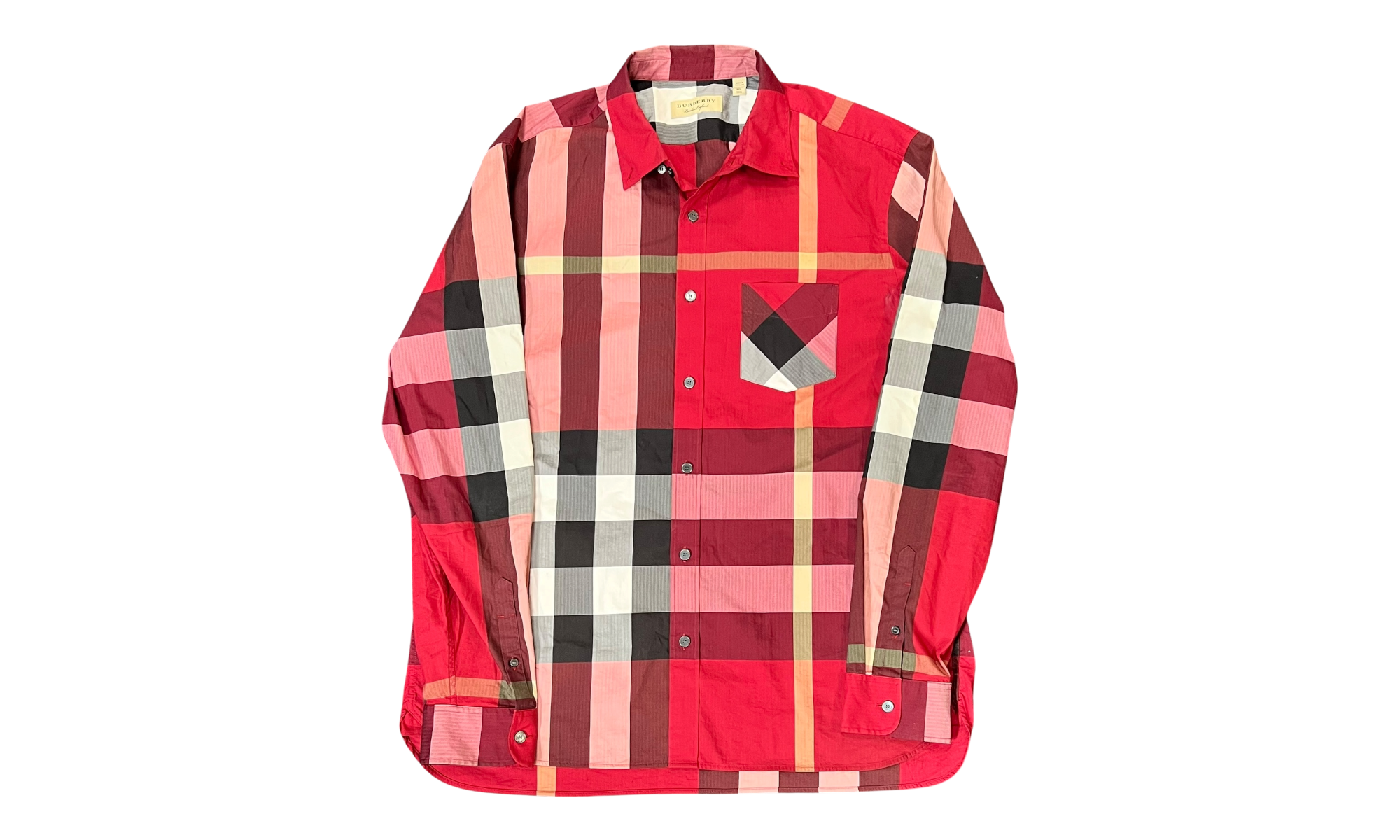 Burberry Check Stretch Cotton Poplin Shirt Parade Red