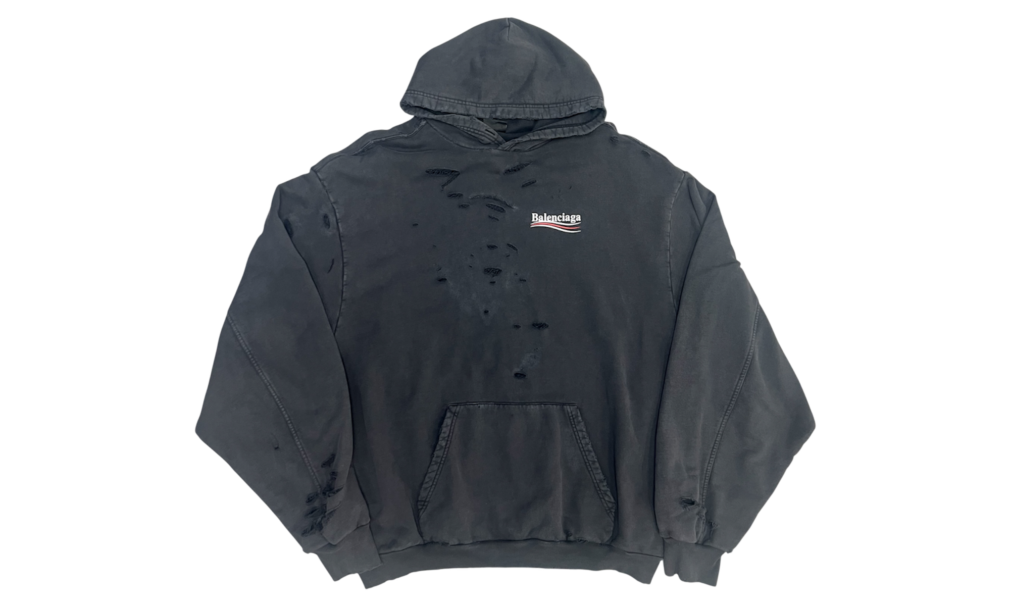 Balenciaga Political Campaign Layered Black Hoodie (PreOwned)