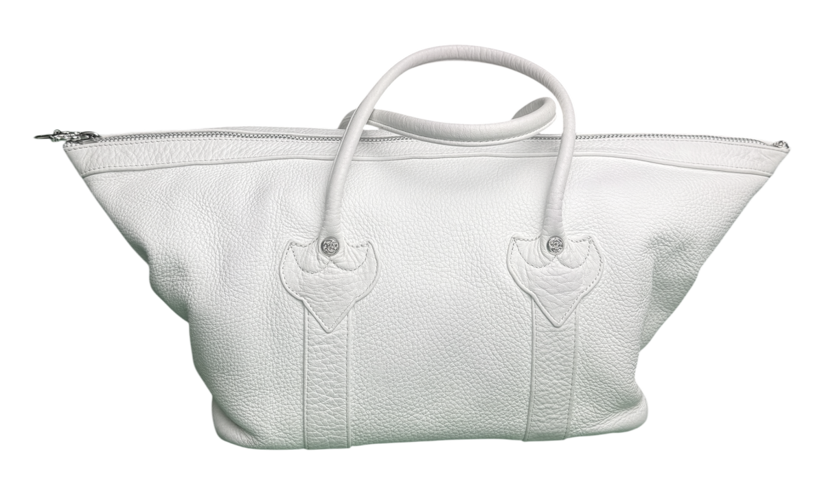 Chrome Hearts White Leather Monica Bag With Silver Cross Logo (Pre-Owned)