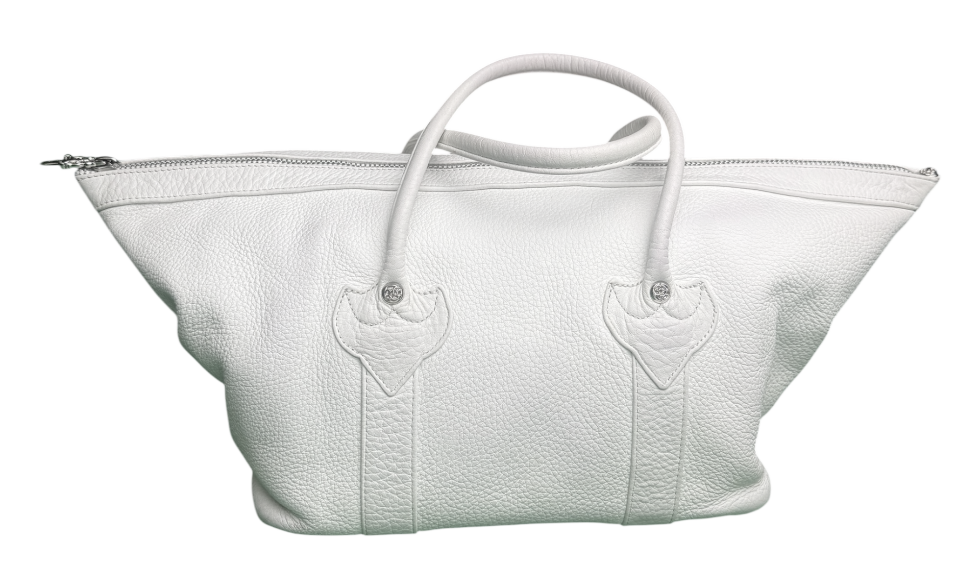 Chrome Hearts White Leather Monica Bag With Silver Cross Logo (Pre-Owned)
