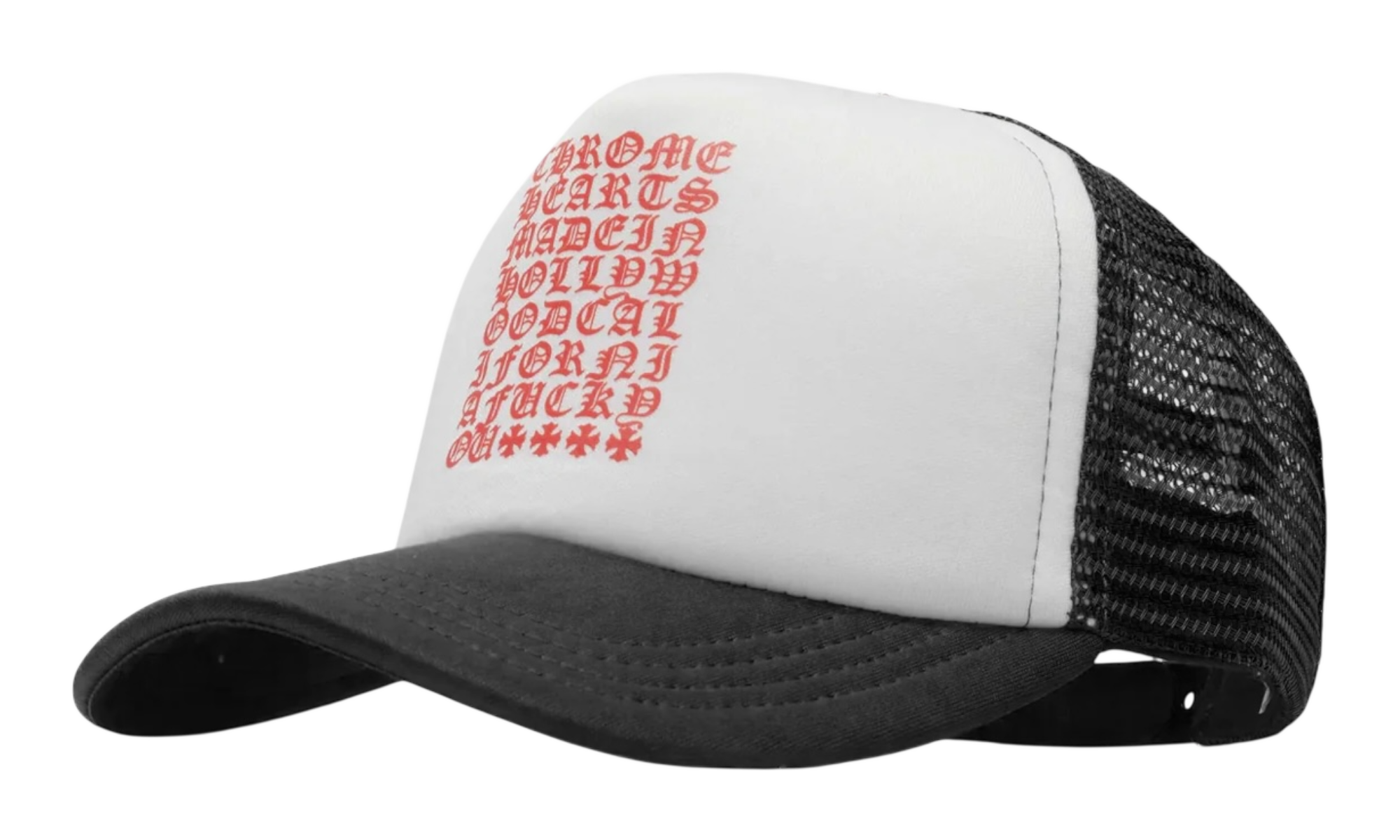 Chrome Hearts Red Letters Script Trucker Hat