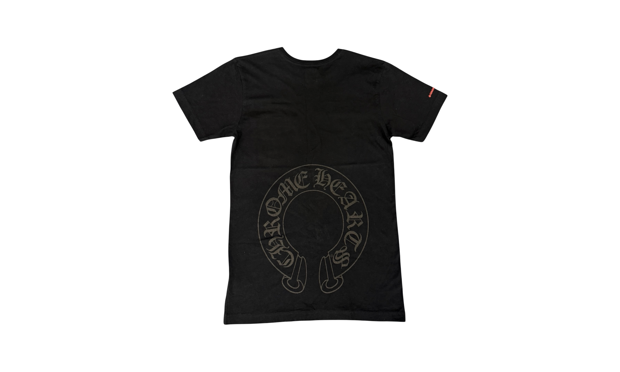 Chrome Hearts Black Horseshoe Red Scroll Label Black T-Shirt