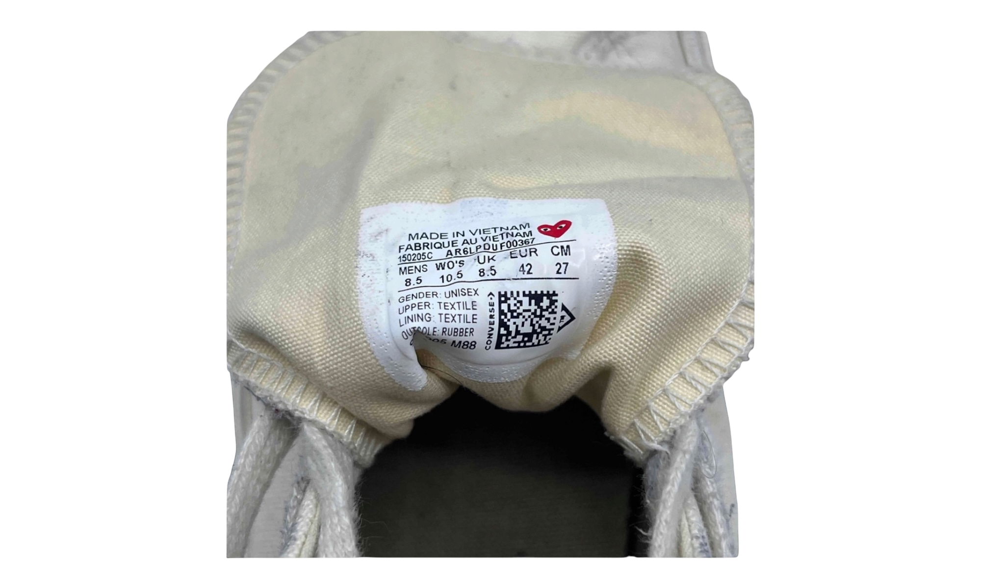 Converse Chuck Taylor All Star 70 Hi Comme des Garcons PLAY White (Preowned)