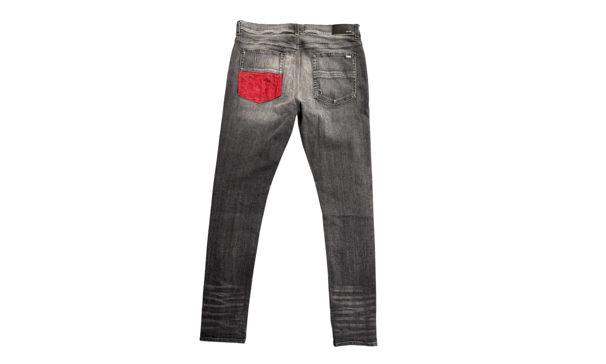 Amiri Rain Grey & Red Patch MX1 Jeans