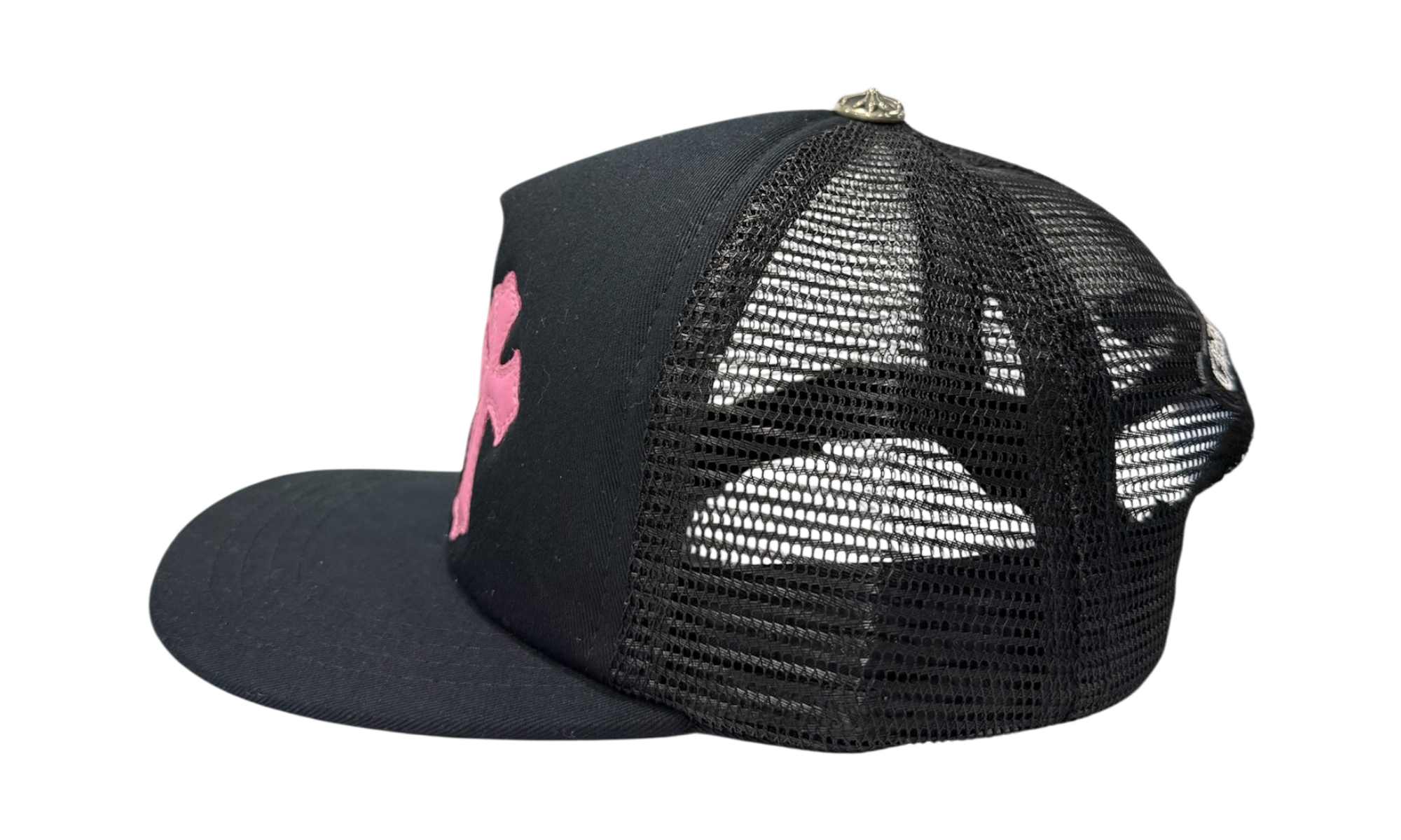 Chrome Hearts Pink Cross Black Trucker Hat