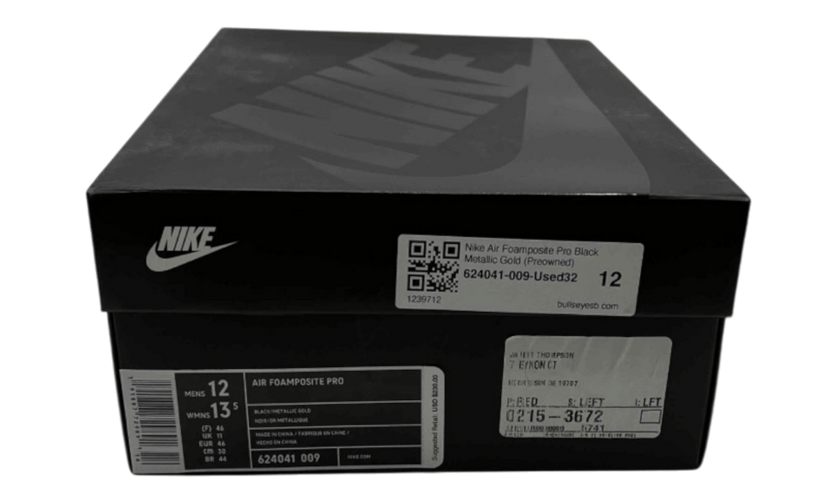 Nike Air Foamposite Pro Black Metallic Gold (Preowned)
