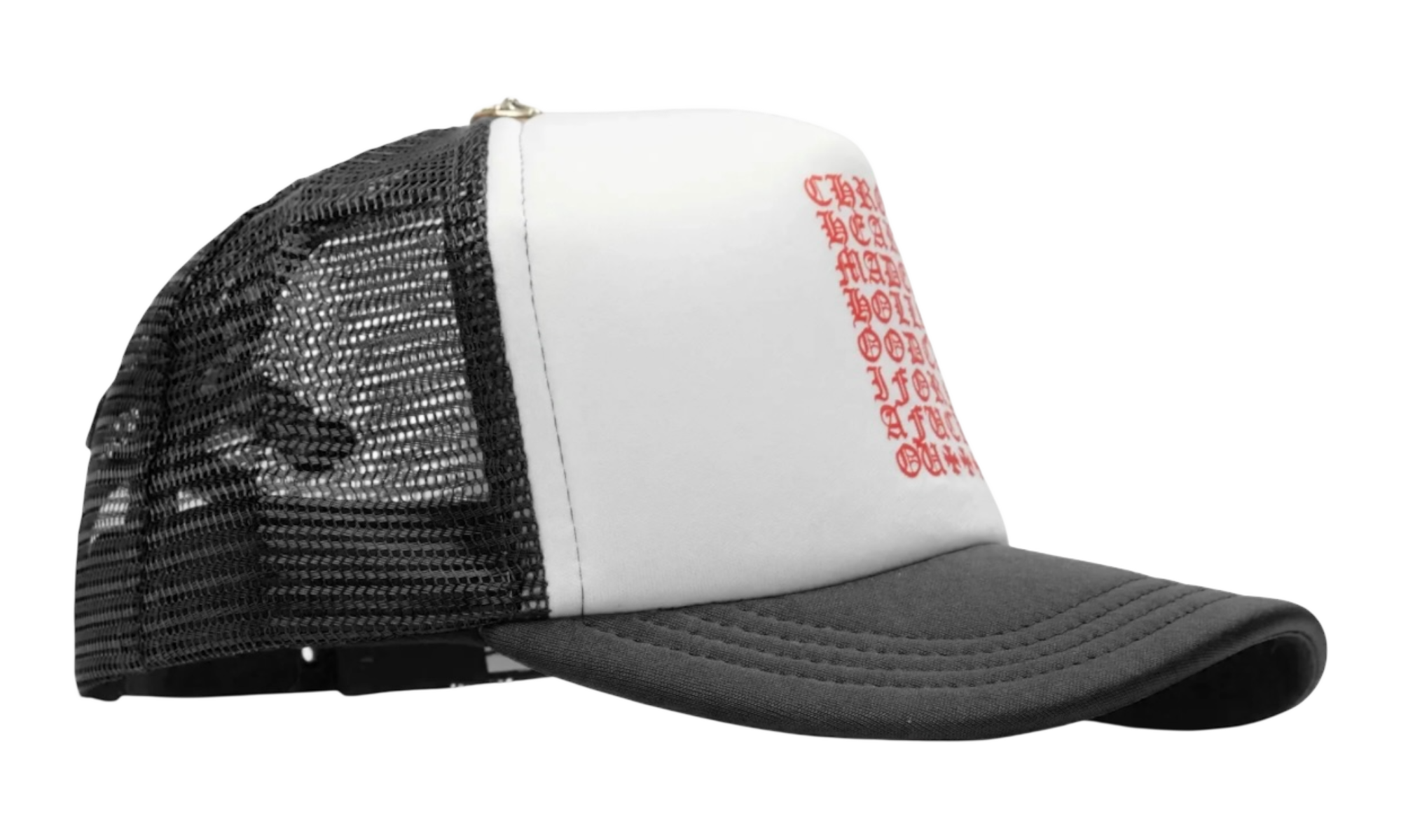 Chrome Hearts Red Letters Script Trucker Hat