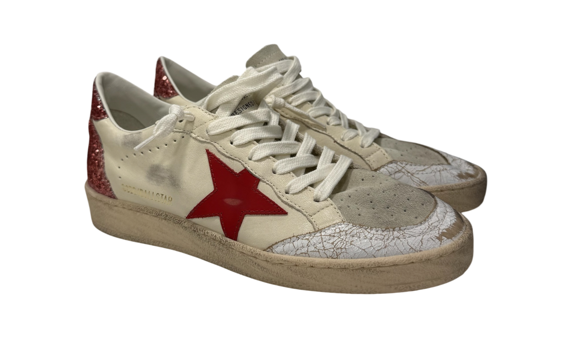 Golden Goose Women's Pink Ball Star Leather Sneakers