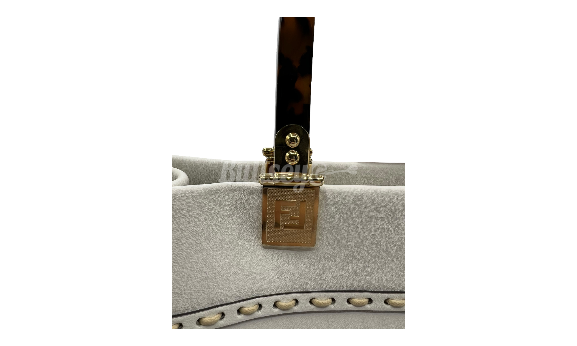 Fendi Vitello King Plexiglass Elaphe Snakeskin Ice White Tote (PreOwned)